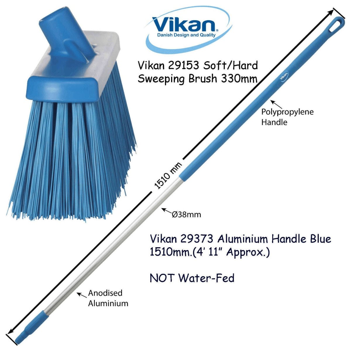 Vikan 2915n Broom Sweeping Brush 330mm Very Stiff Bristles Optional Handle - Auto Rae-Chem