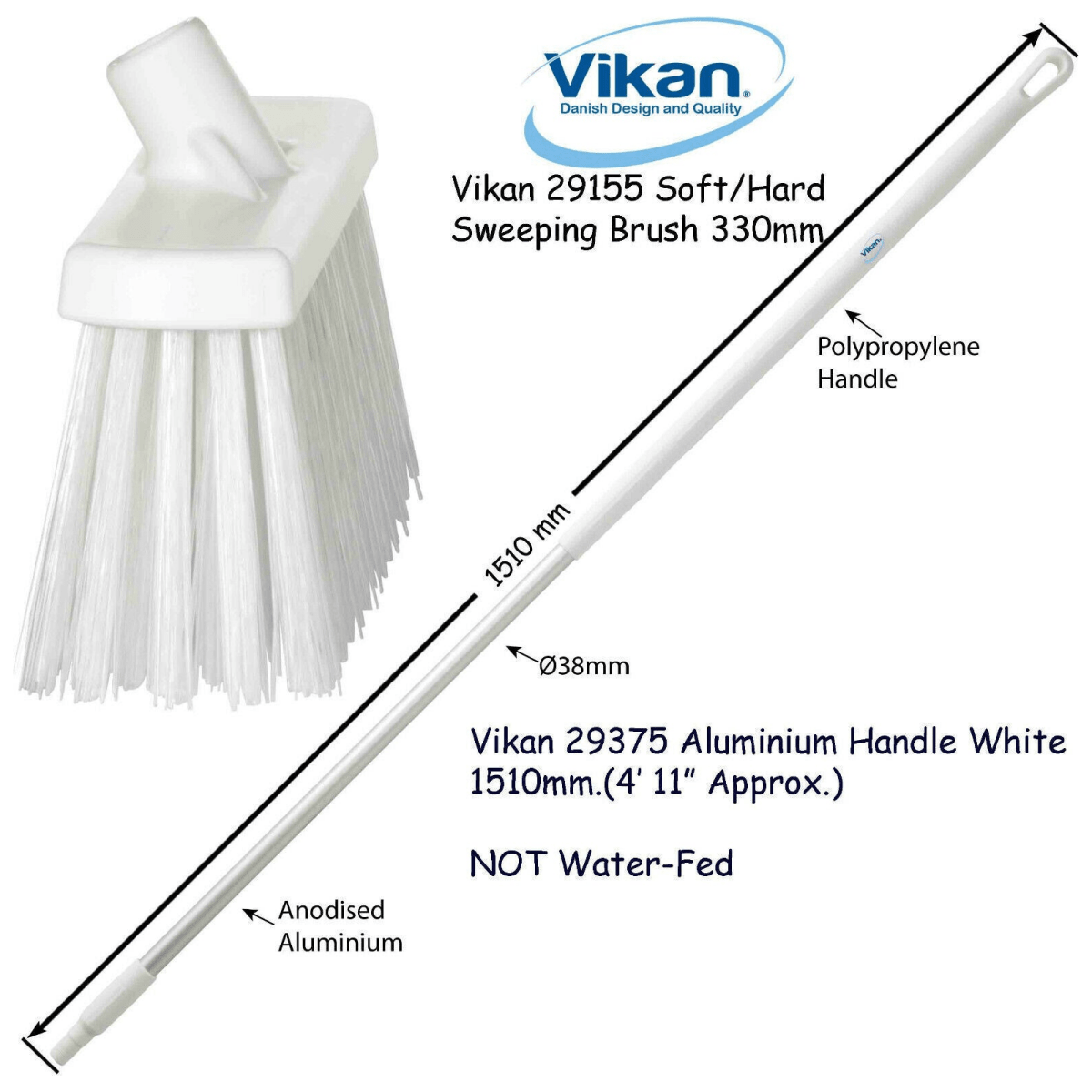 Vikan 2915n Broom Sweeping Brush 330mm Very Stiff Bristles Optional Handle - Auto Rae-Chem