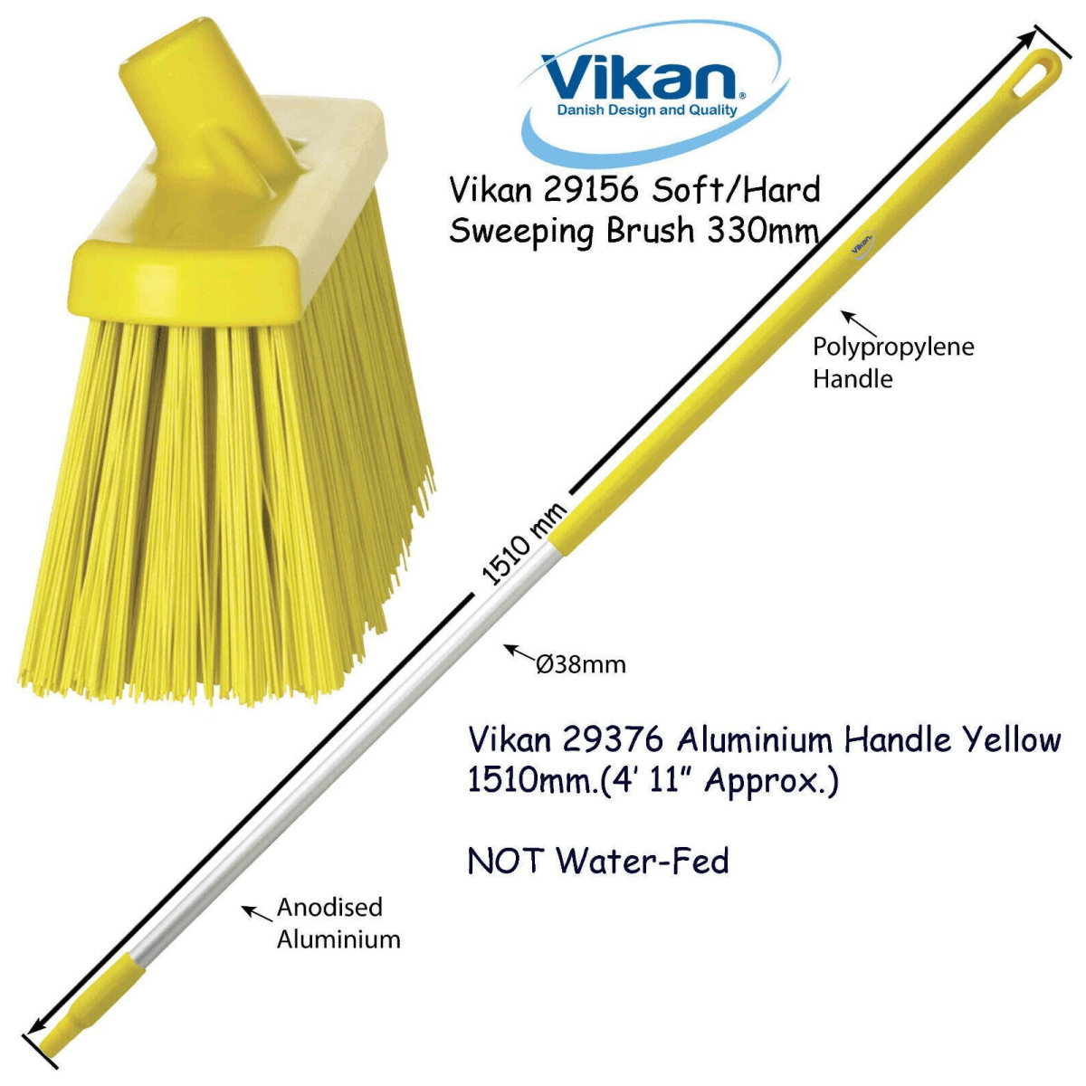 Vikan 2915n Broom Sweeping Brush 330mm Very Stiff Bristles Optional Handle - Auto Rae-Chem