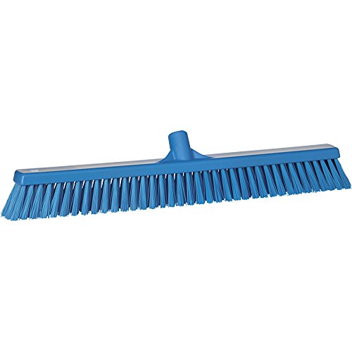 Vikan 31943 Sweeping Brush/Broom Head, 610mm Soft/Stiff Bristles Head, Polypropylene Block, Polyester Bristle, Blue
