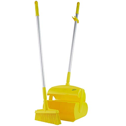 Vikan Hygiene 56616 Dustpan Set Closed with Broom, Yellow, 320 x 1170 mm | Auto Rae-Chem