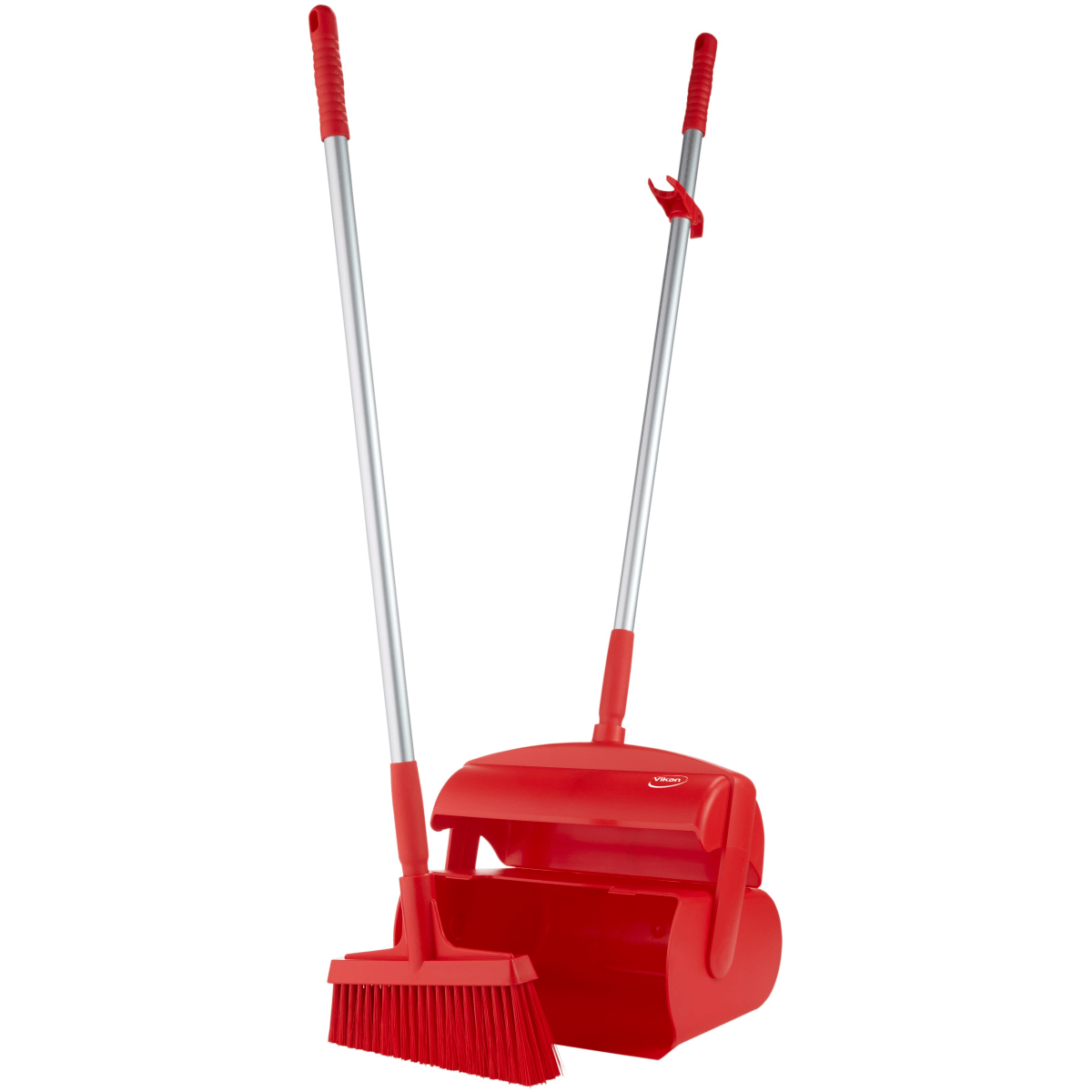 Vikan Hygiene 56614 dustpan set closed with broom, red, 320 x 1170 mm - Auto Rae-Chem
