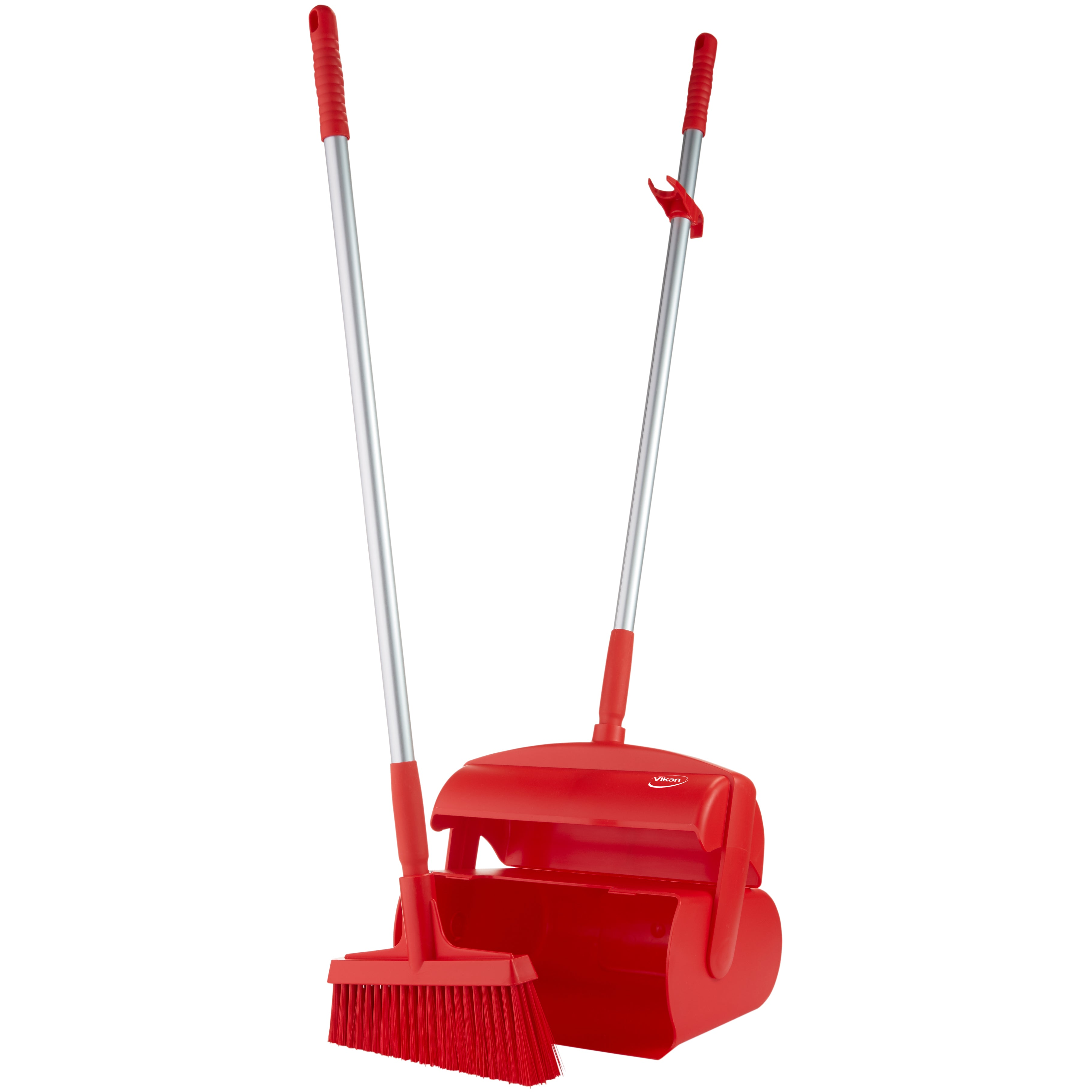 Vikan Hygiene 56614 Dustpan Set Closed with Broom, Red, 320 x 1170 mm | Auto Rae-Chem