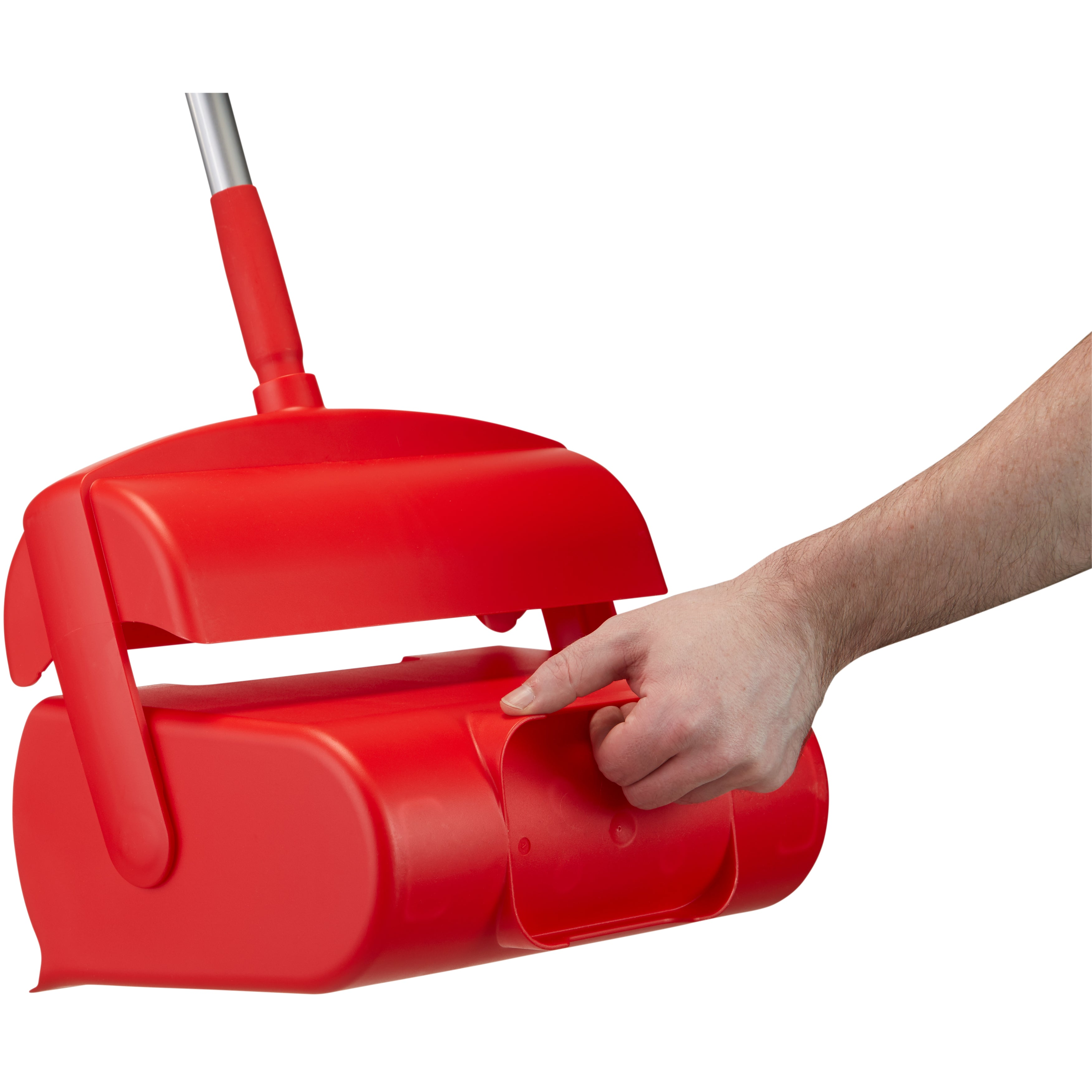 Vikan Hygiene 56614 dustpan set closed with broom, red, 320 x 1170 mm
