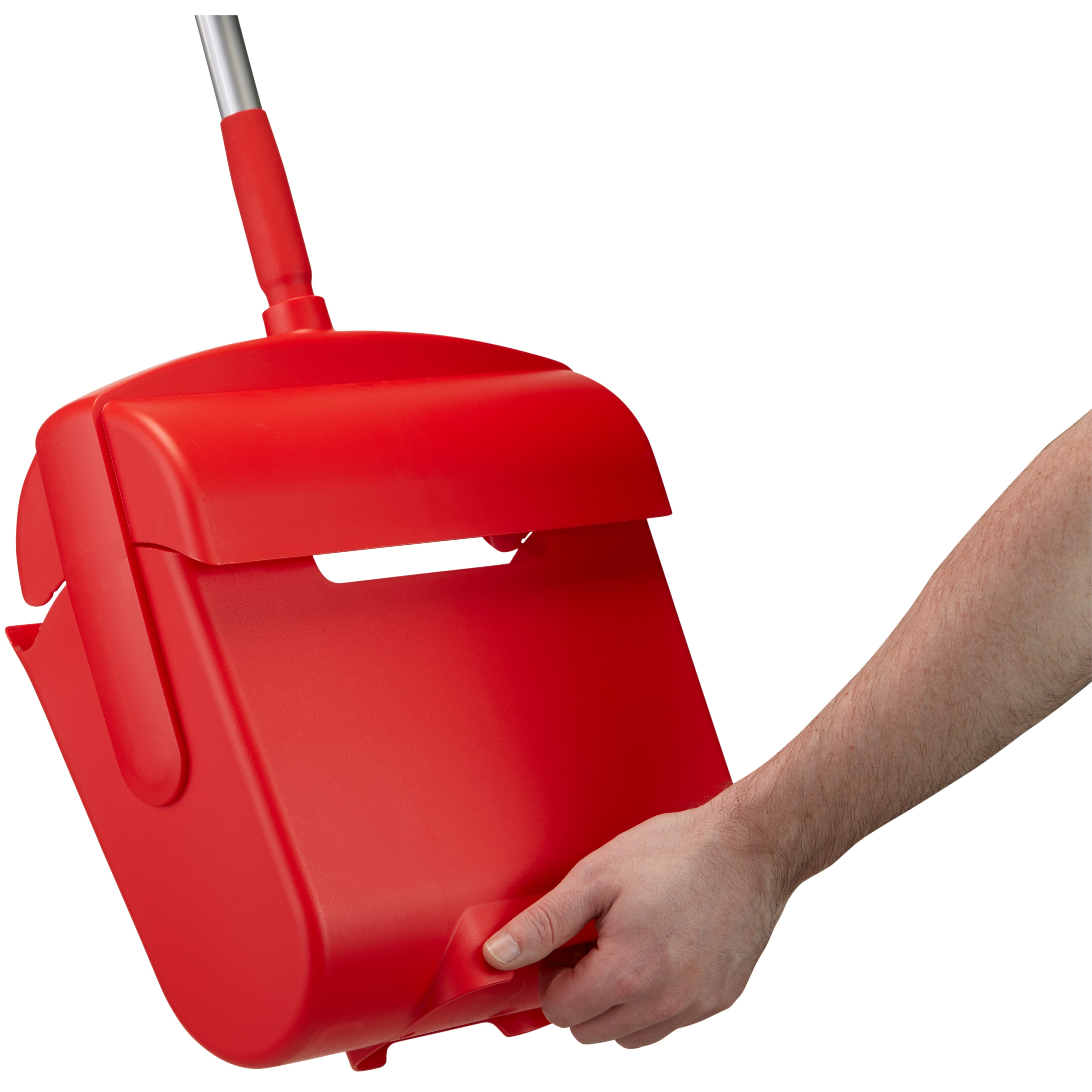 Vikan Hygiene 56614 dustpan set closed with broom, red, 320 x 1170 mm