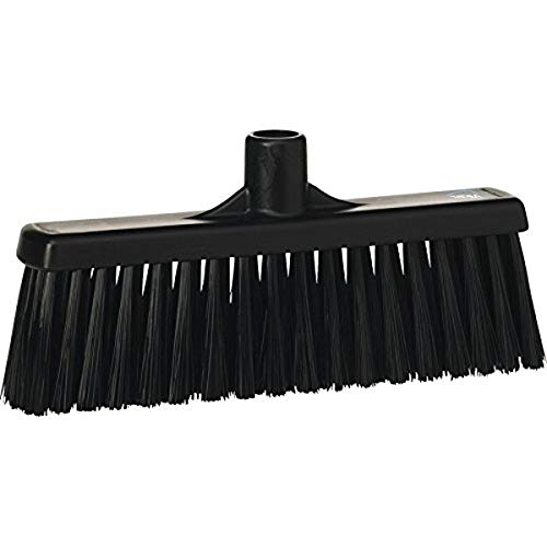 Vikan 31669 Medium Sweep Floor Broom Head, Polypropylene Block, 12-1/4" Polyester Bristle, Black