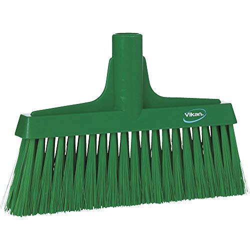 Vikan 31042 10-1/4" Polyester Bristle Polypropylene Block Fine Sweep Floor Broom Head, Green