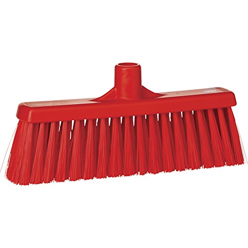 Vikan 31664 Medium Sweep Floor Broom Head, Polypropylene Block, 12-1/4" Polyester Bristle, Red