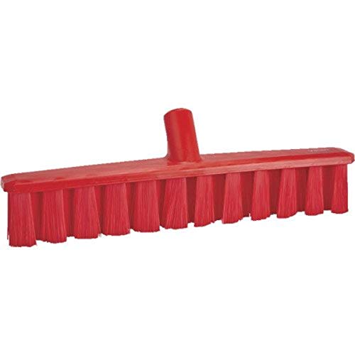 Vikan 31734 16" UST Push Broom, Medium, Red