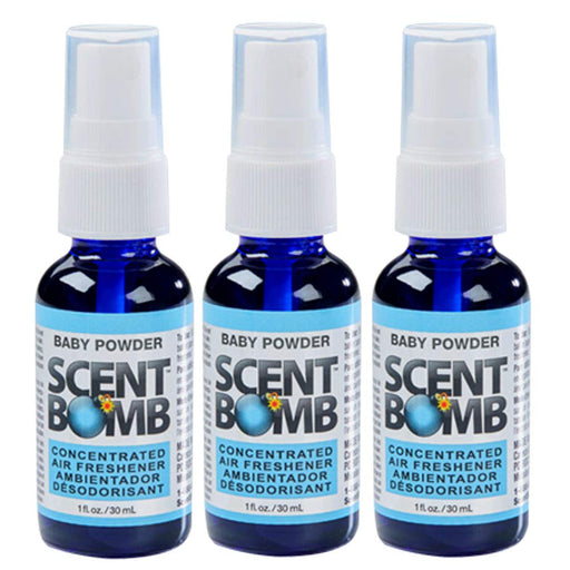 Scent Bomb 100% Concentrated Air Freshener Car/Home Spray [Choose The Scent] (Baby Powder, 3 Bottles)