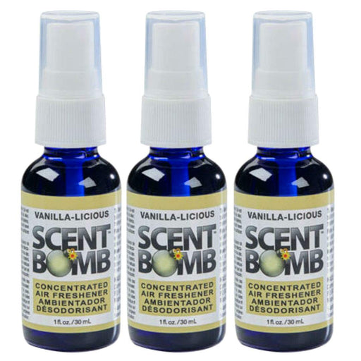 Scent Bomb 100% Concentrated Air Freshener Car/Home Spray [Choose The Scent] (Vanilla-Licious, 3 Bottles)