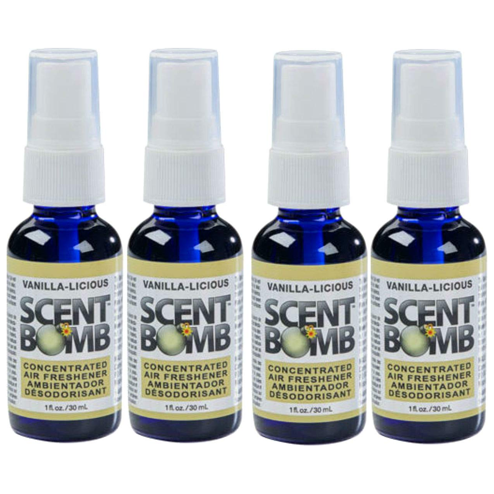 Scent Bomb 100% Concentrated Air Freshener Car/Home Spray [Choose The Scent] (Vanilla-Licious, 4 Bottles)