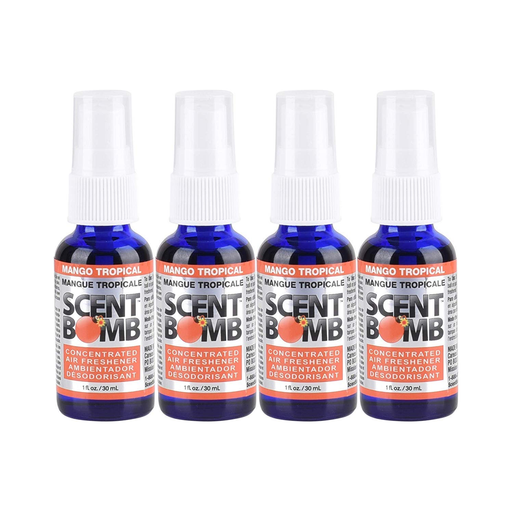 Scent Bomb 100% Concentrated Air Freshener Car/Home Spray [Choose The Scent] (Mango Tropical, 4 Bottles)