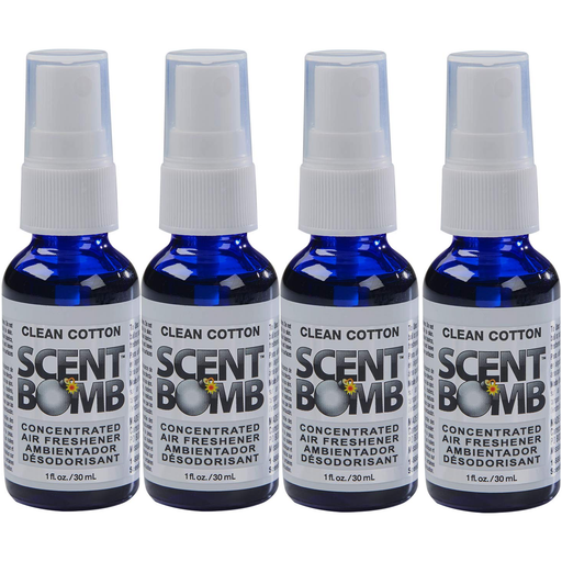 Scent Bomb Air Freshener - Clean Cotton 1 oz Spray - 4 Count Bottle Pack