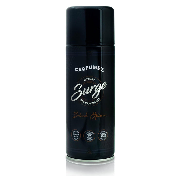 Carfume Surge - Perfume Powered Car Spray - Black Opium Scent - Long Lasting Car Air Freshener - 1 Bottle - Black Opium Inspired - Odour Removing Auto Spray - 400ml Edition