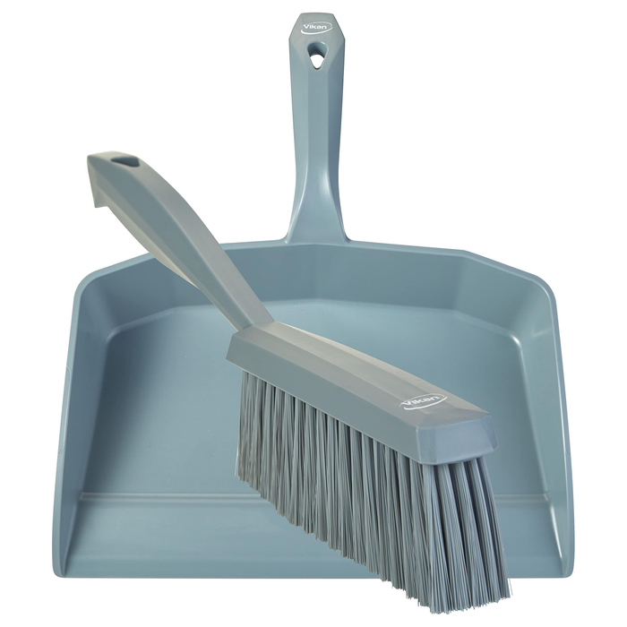 Vikan 5660_4587 Dustpan and Brush Set Sweeping Shovel Soft Bristle Hygienic (Grey)