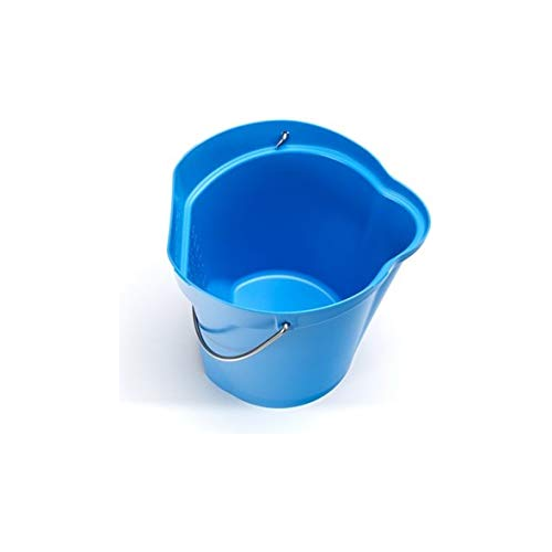 Vikan 56883 Durable Polypropylene Hygiene Bucket/Pail, Stainless Steel Handle, 6 Litres, Blue